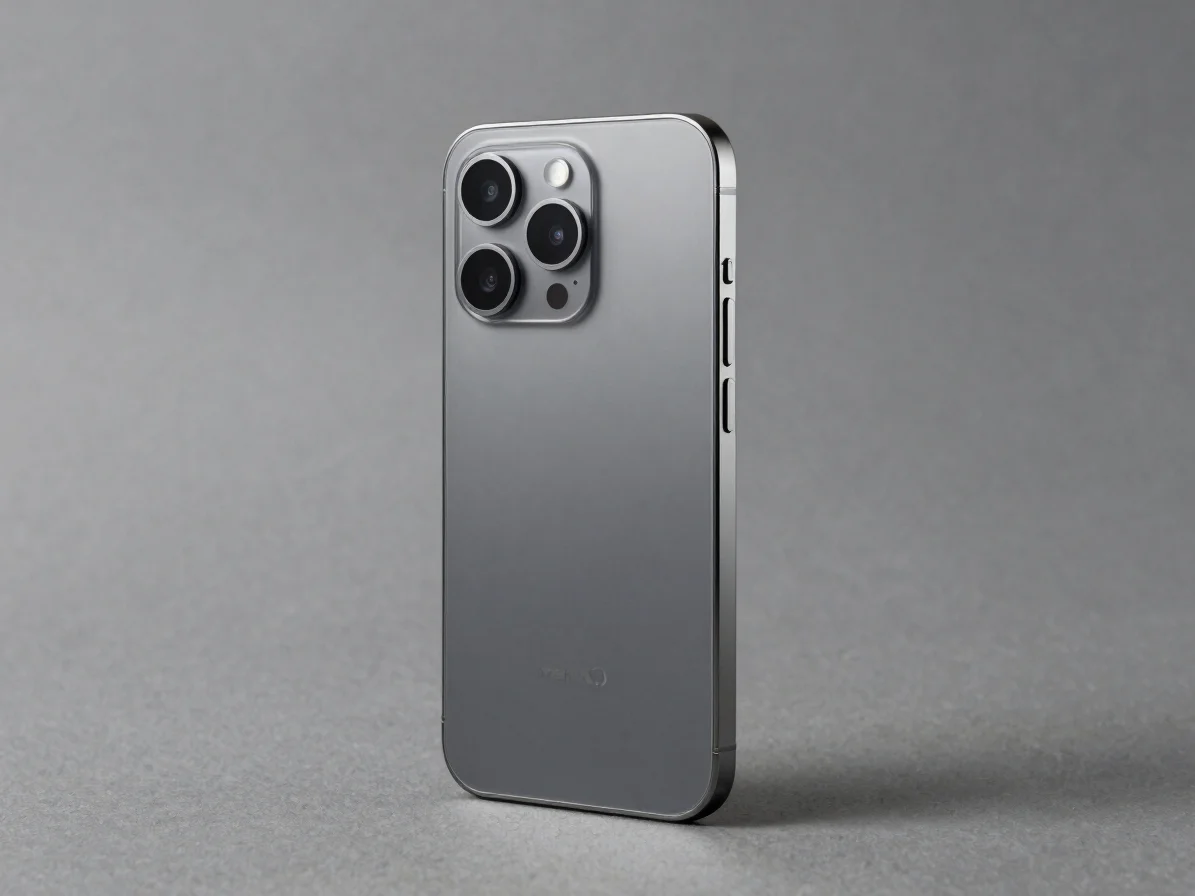 Premium graphite flagship smartphone with metallic silver frame,