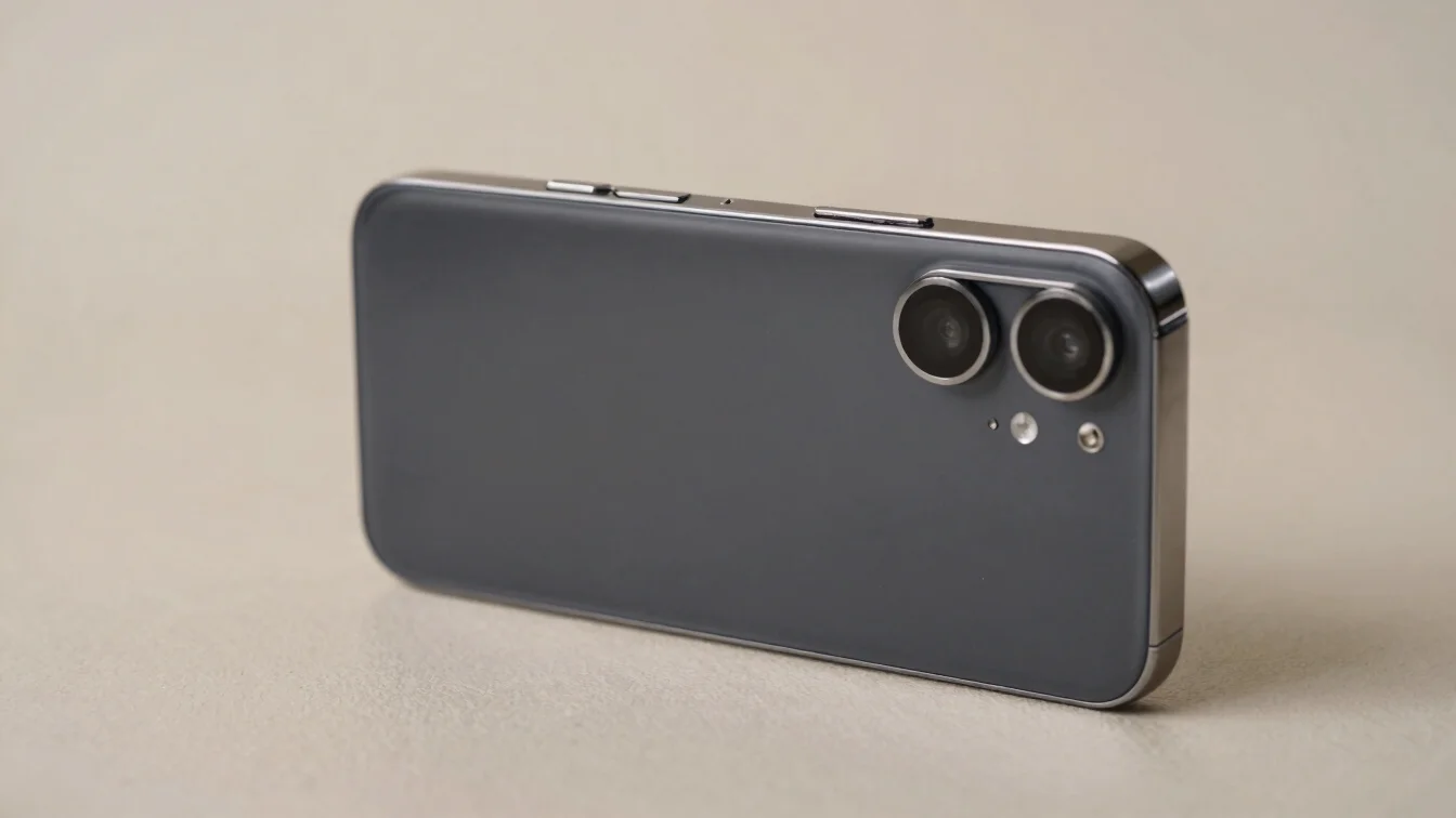 Premium product photograph of a dark graphite gaming smartphone t